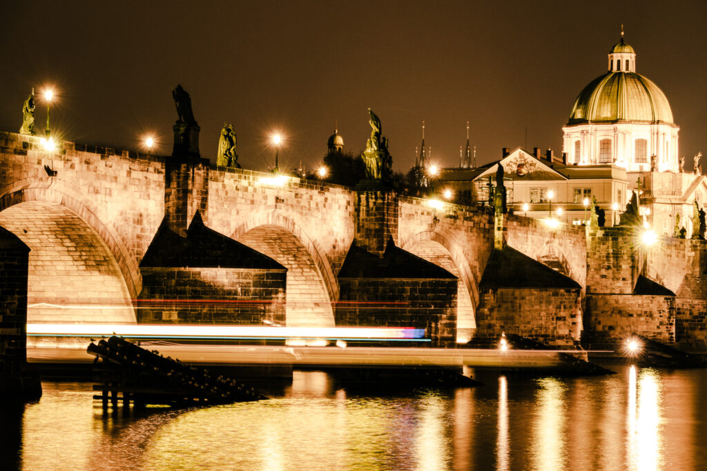 Prague Charles Bridge by night